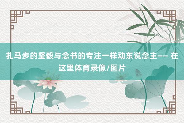 扎马步的坚毅与念书的专注一样动东说念主—— 在这里体育录像/图片