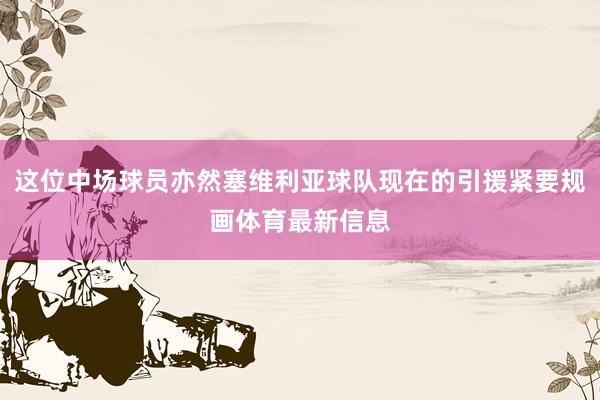 这位中场球员亦然塞维利亚球队现在的引援紧要规画体育最新信息