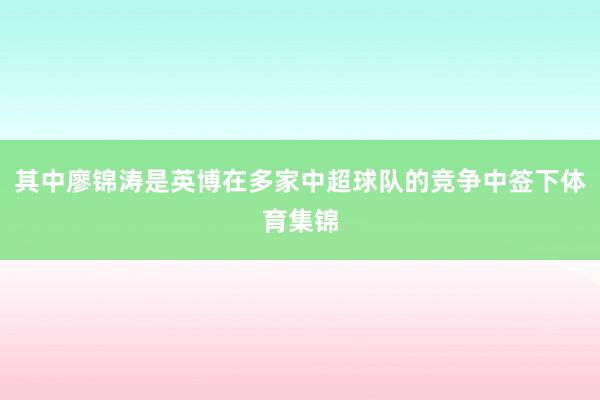 其中廖锦涛是英博在多家中超球队的竞争中签下体育集锦